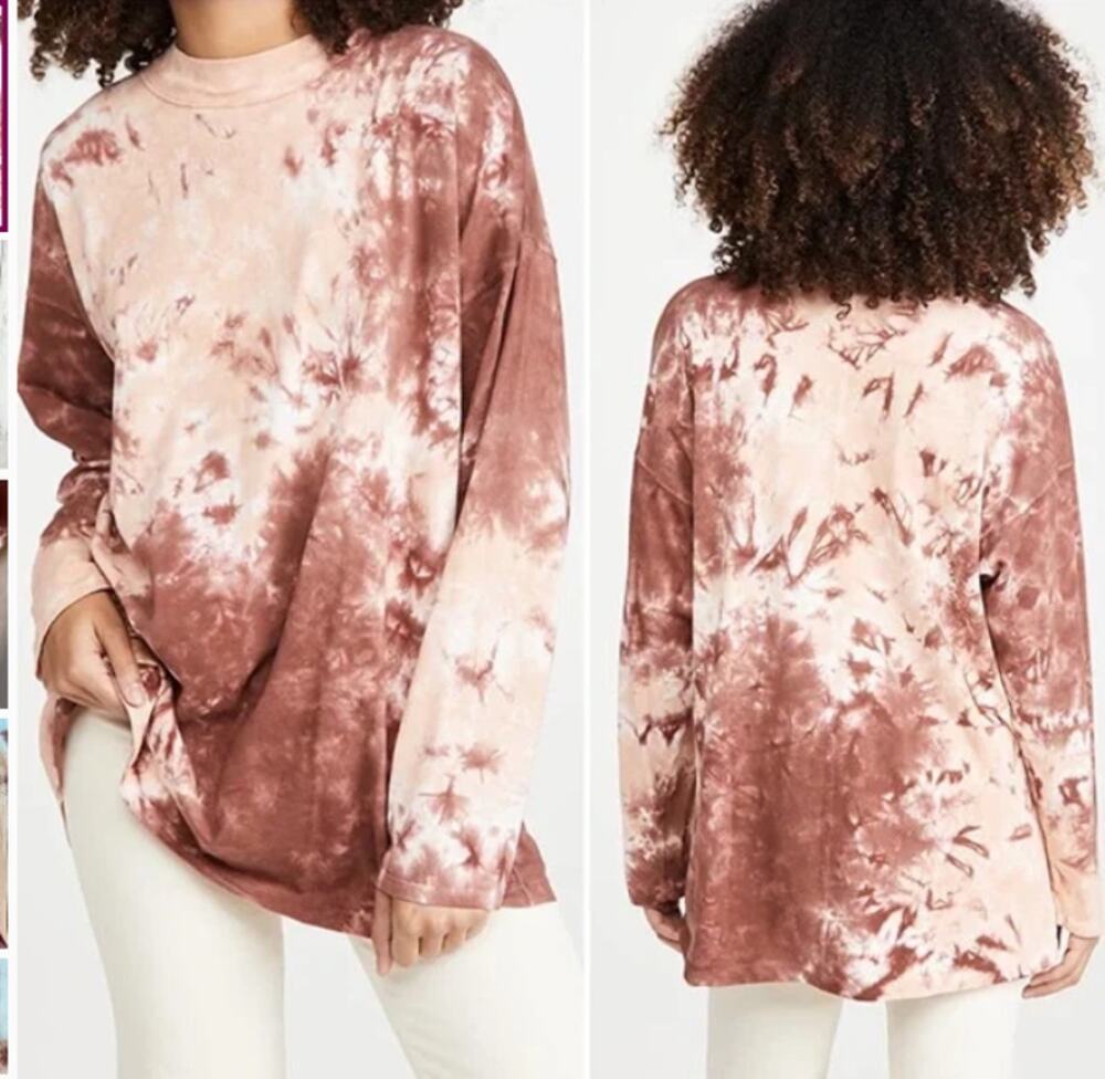 We The Free Women Small Be Free Oversized Cabernet Combo Tie Dye Tee Boho Comfy
